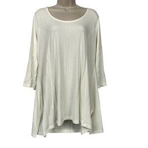 Soft Surroundings Larissa Tunic Top Womens Large Cream Back Zip Slub Knit Swing
